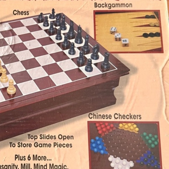 TRADITIONS 11-Game Set with Distinctive Wood Cabinet - Red and Brown - Picture 3 of 5